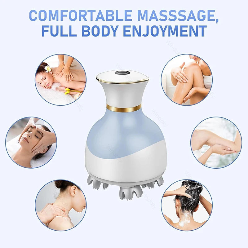 Electric Cordless Head Scalp Massager 4 Kneading Heads