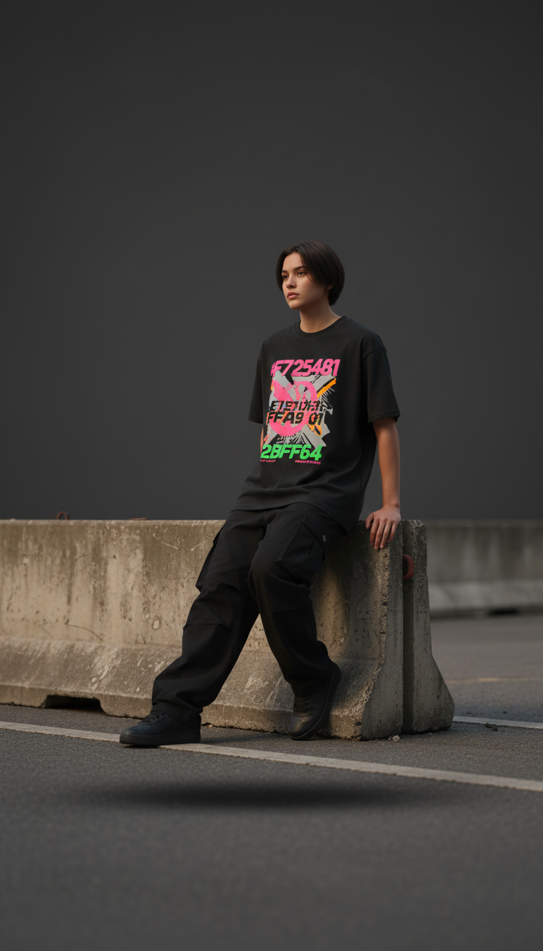 Asphalt Black streetwear tee with vibrant graphic