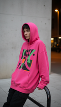 Nightlife Pink oversized graphic hoodie